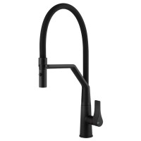Смеситель кухонный с гибким изливом и двухструйным душем Gessi Proton матовый черный (17191#299)