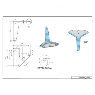Мебельная ножка Ipea Smile (20ASMIL145S) полированный алюминий