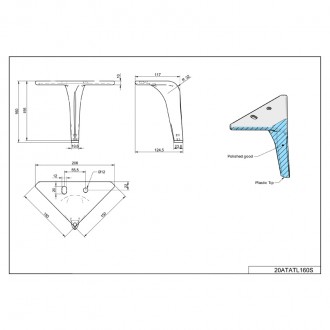 Мебельная ножка Ipea Tatoo (20ATATL160S) полированный алюминий