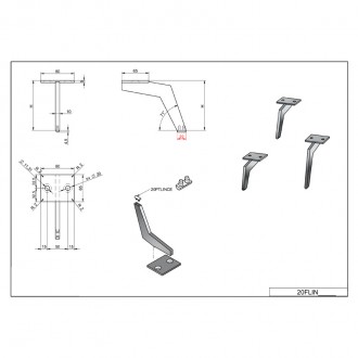 Мебельная ножка Ipea Lince (20FLINC120T) нержавеющая сталь