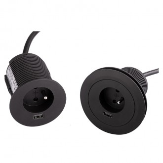 Мебельная розетка ASA Versatag 1x220 1xUSB черная (060.36F.00001)