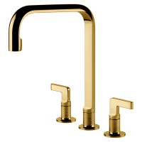Смеситель кухонный на три отверстия Gessi Inciso золото PVD (58701#246)