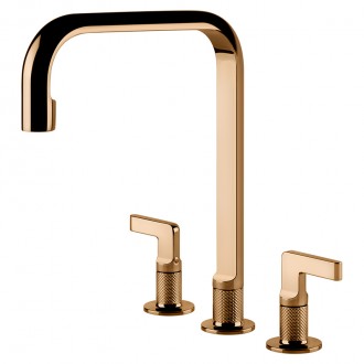 Смеситель кухонный на три отверстия Gessi Inciso бронза PVD (58701#735)