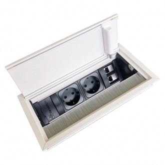 Розеточный блок ASA VersaFlap (060.11F.00002), 2 силовые розетки + 2 RJ 45, отделка - белый