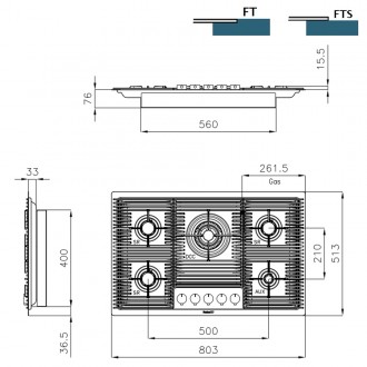 Газовая варочная поверхность Foster Milanello 5F 7682 008