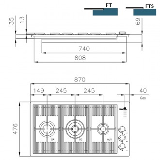 Газовая варочная поверхность Foster Milanello PVD 7680 009