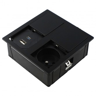 Розеточный блок ASA VersaHit Dual 1x220+1USB 5V IP54 матовый черный (060.15F.00045)