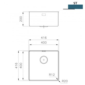 Кухонная мойка Foster Phantom Edge Gun Metal 41x41 4340 056
