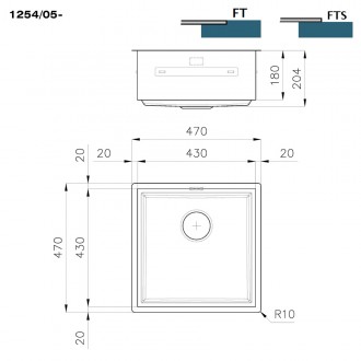 Кухонная мойка Foster Quadra Evo Gun Metal 47x47 1254 056
