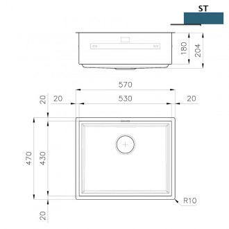 Кухонная мойка Foster Quadra Evo Gun Metal 57x47 1255 856