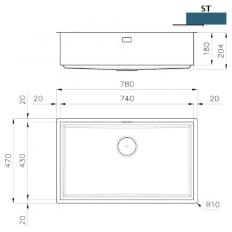 Кухонная мойка Foster Quadra Evo 78x47 1257 850 Кухонная мойка Foster Quadra Evo 78x47 1257 850