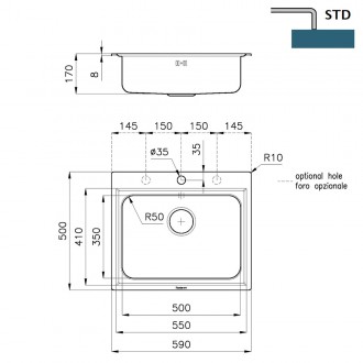 Кухонная мойка Foster Evo 59x50 3217 000 Кухонная мойка Foster Evo 59x50 3217 000