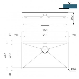 Кухонная мойка Foster Quadra R12 75x44 1717 855 Кухонная мойка Foster Quadra R12 75x44 1717 855