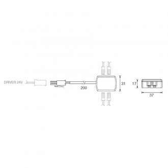 Разветвитель светодиодный 24 Вольт, 4-контактный (1T3001) Разветвитель светодиодный 24 Вольт, 4-контактный (1T3001)