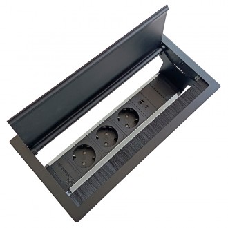 Розеточный блок ASA VersaFlap mono 2.0 (060.42F.00023) 3x220 USB 5V, отделка - черный