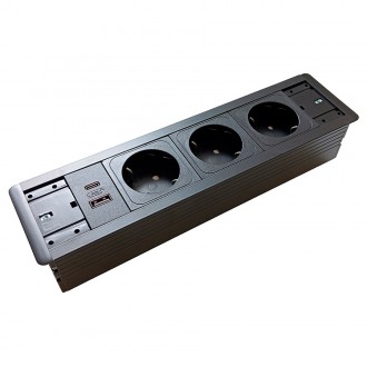 Розеточный блок ASA VersaFrame 3.0 3x220 USB 5V черный (060.40F.00009)