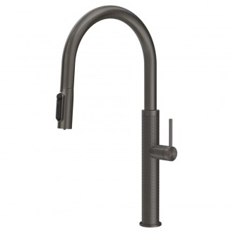 Смеситель кухонный с подключением к фильтру Gessi 316 Meccanica черный металл брашированный PVD (60824#707)