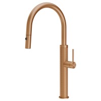Змішувач кухонний з висувним виливом та двоструменевим душем Gessi 316 Kitchen Cesello бронза браширована PVD (60026#726)