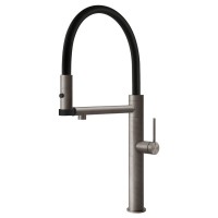Змішувач кухонний з висувним виливом та двоструменевим душем Gessi 316 Kitchen Cesello нержавіюча сталь полірована (60214#239)