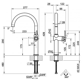 Змішувач кухонний Gessi Habito нержавіюча сталь (60670#149) Змішувач кухонний Gessi Habito нержавіюча сталь (60670#149)