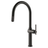 Змішувач кухонний з висувним виливом Gessi Habito чорний метал браширований PVD (60672#707)