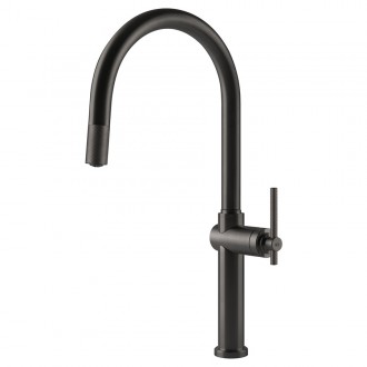 Змішувач кухонний з висувним виливом Gessi Habito чорний метал браширований PVD (60672#707) Змішувач кухонний з висувним виливом Gessi Habito чорний метал браширований PVD (60672#707)