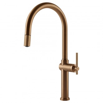 Змішувач кухонний з висувним виливом Gessi Habito бронза браширована PVD (60672#726) Змішувач кухонний з висувним виливом Gessi Habito бронза браширована PVD (60672#726)