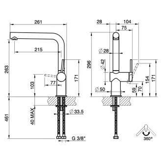 Змішувач кухонний Gessi Inedito бронза браширована PVD (60431#726) Змішувач кухонний Gessi Inedito бронза браширована PVD (60431#726)