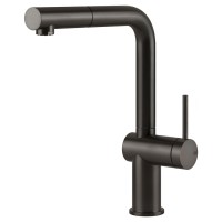 Смеситель кухонный с выдвижным изливом Gessi Inedito черный металл брашированный PVD (60433#707)