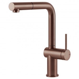 Змішувач кухонний з висувним виливом Gessi Inedito мідь браширована PVD (60433#708) Змішувач кухонний з висувним виливом Gessi Inedito мідь браширована PVD (60433#708)