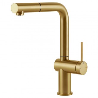 Змішувач кухонний з висувним виливом Gessi Inedito золото брашироване PVD (60433#716) Змішувач кухонний з висувним виливом Gessi Inedito золото брашироване PVD (60433#716)