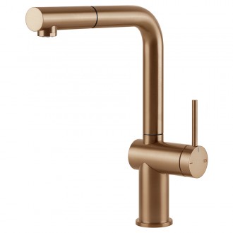 Змішувач кухонний з висувним виливом Gessi Inedito бронза браширована PVD (60433#726) Змішувач кухонний з висувним виливом Gessi Inedito бронза браширована PVD (60433#726)