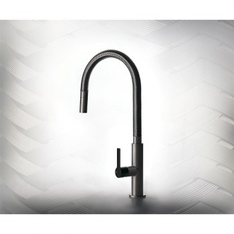 Змішувач кухонний з висувним виливом Gessi Mesh нержавіюча сталь (60003#149) Змішувач кухонний з висувним виливом Gessi Mesh нержавіюча сталь (60003#149)